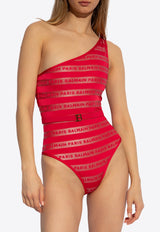 Logo Stripes One-Shoulder One-Piece Swimsuit