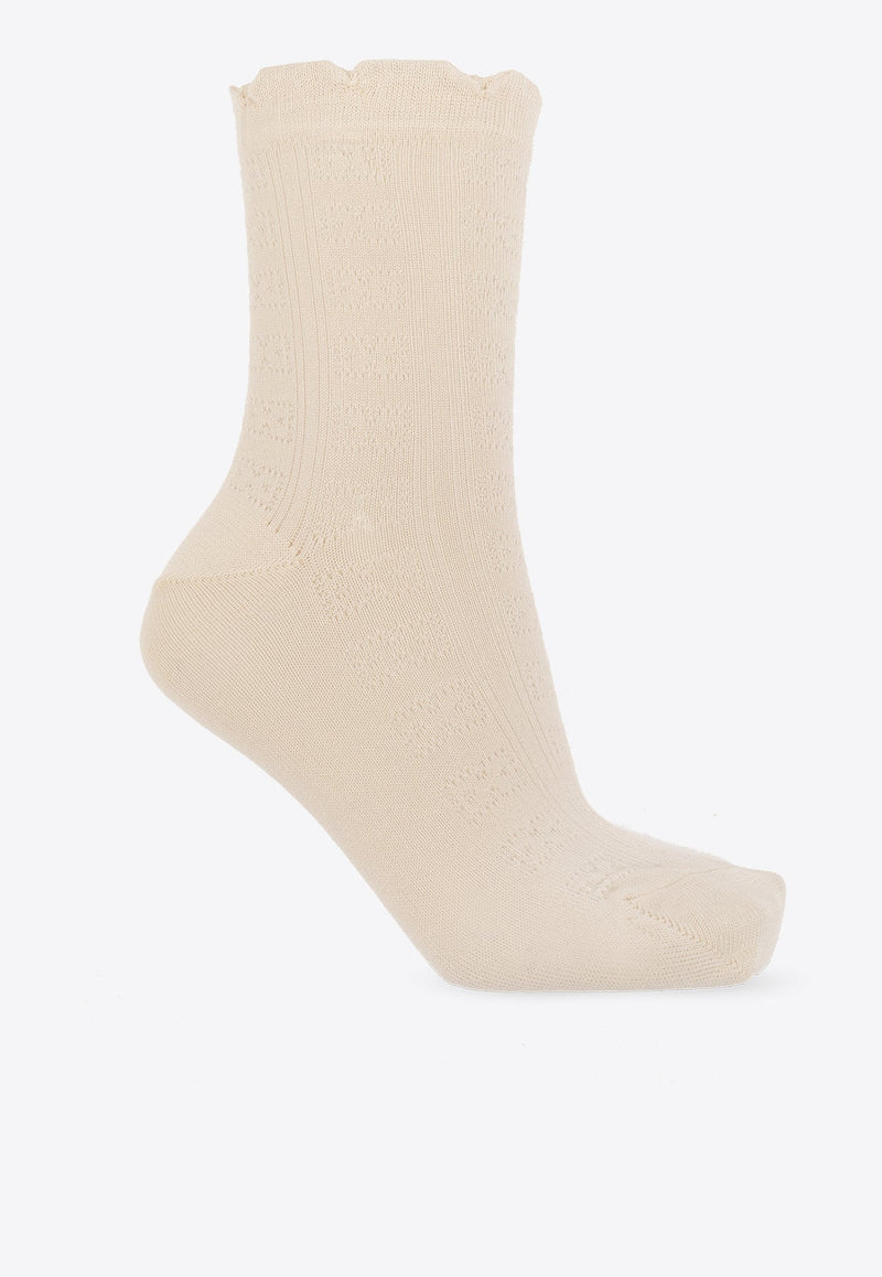 Egret Short Ruffled Socks