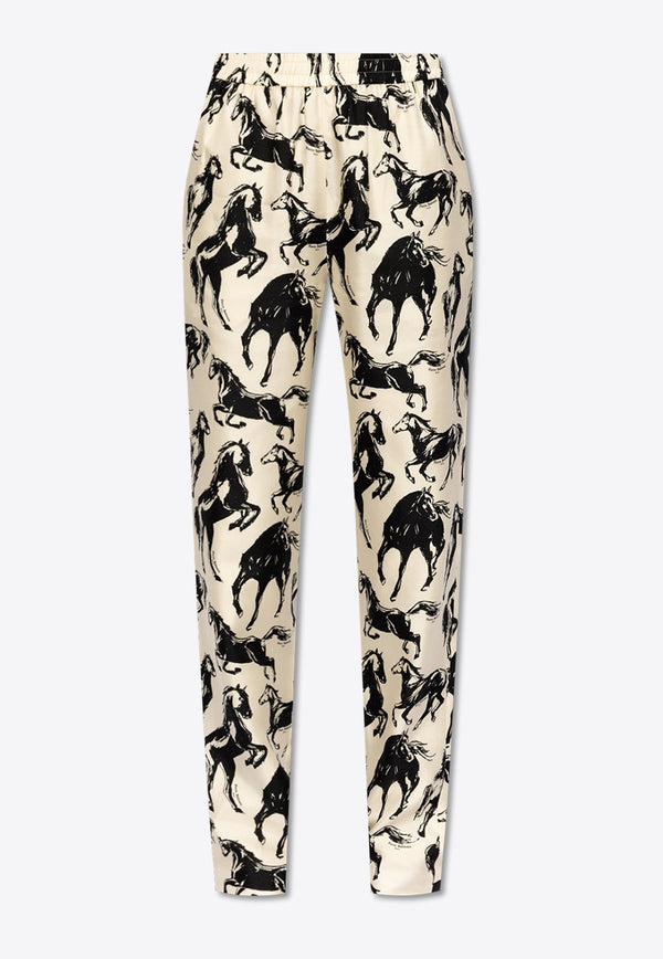 Horse-Print Pajama Pants