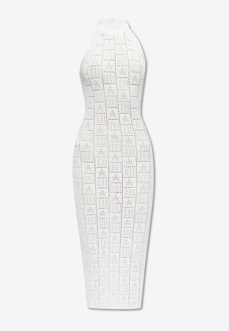 Monogram Knit Halterneck Midi Dress