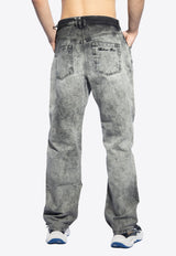 Washed-Effect Straight Jeans