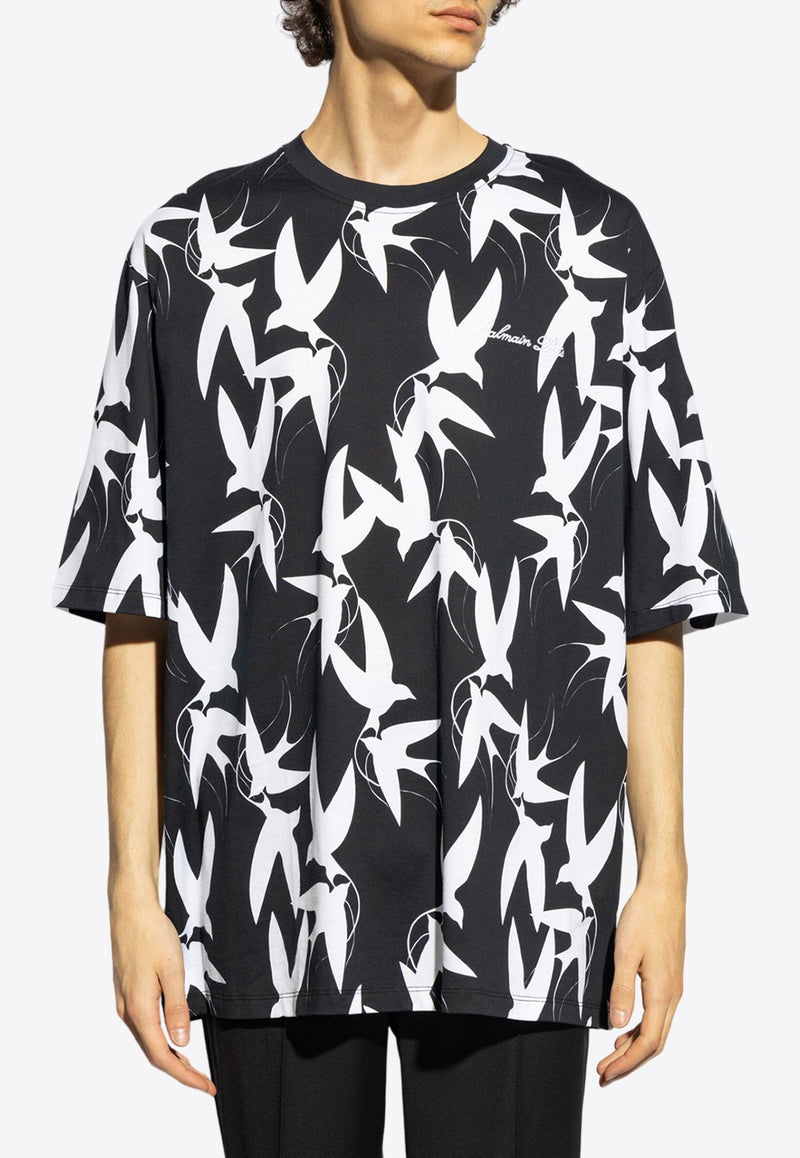 Bird Motif Crewneck T-shirt