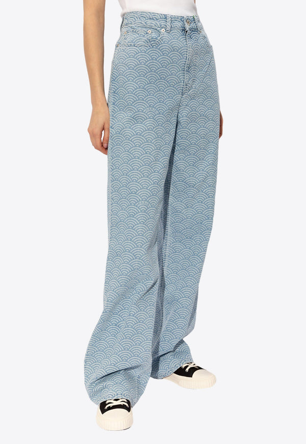 Ayame Wide-Leg Printed Jeans