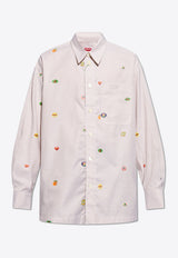 Fruit Stickers Oversized Stripe Shirt