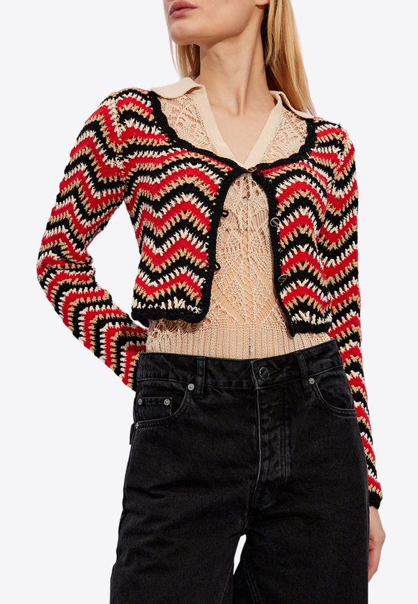 Crochet Knit Cropped Cardigan