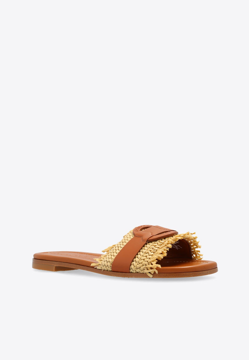 Bell Woven Strap Leather Flat Sandals