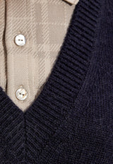 Layered Wool-Blend Polo Sweater