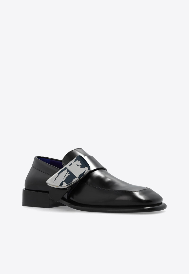 Shield Plaque Leather Loafers