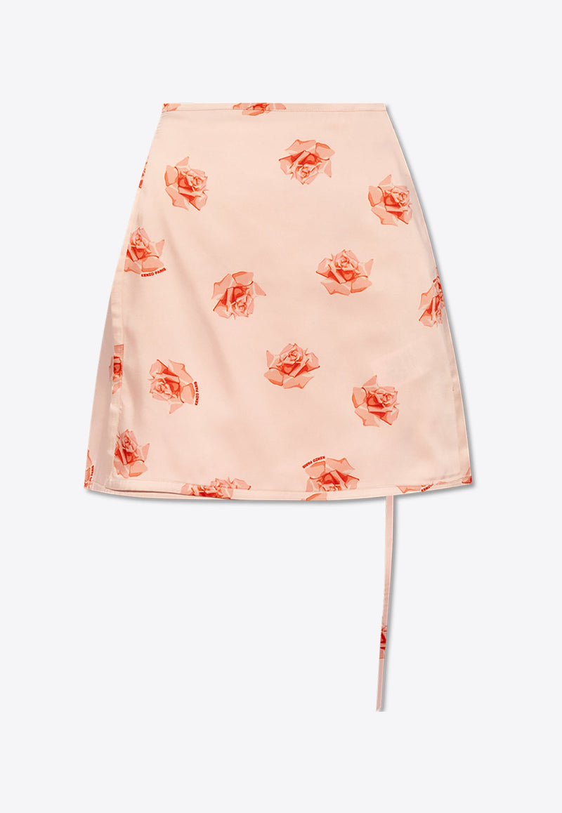 Rose Print Mini Wrap Skirt