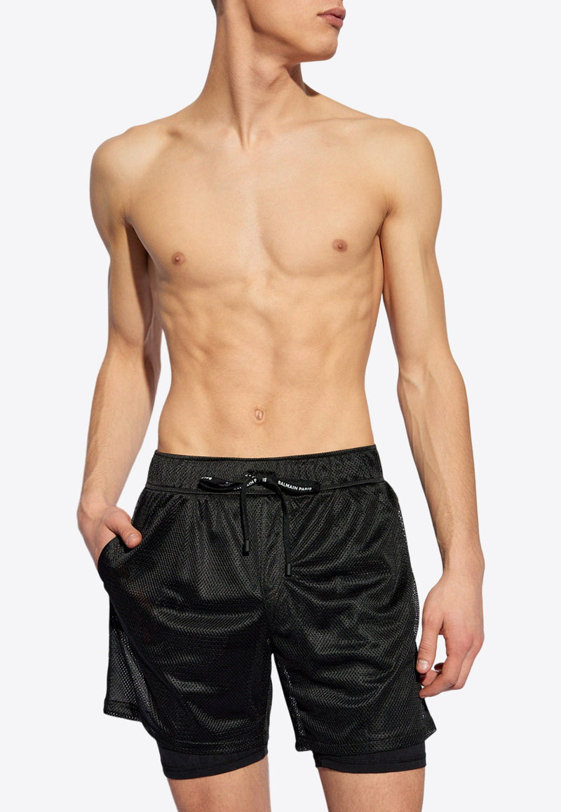 Layered Perforated Swim Shorts