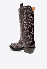 Embroidered Patent Leather Cowboy Boots