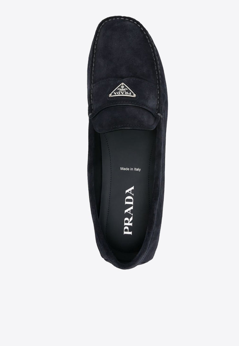 Triangle Logo Suede Loafers