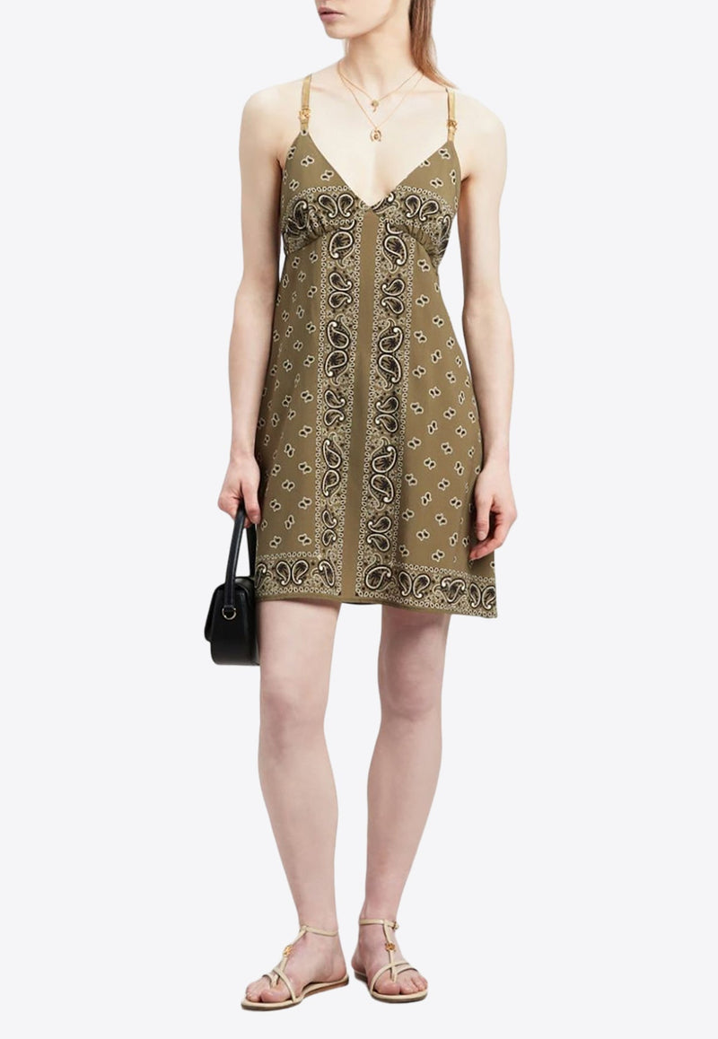 Paisley Print Sleeveless Mini Dress