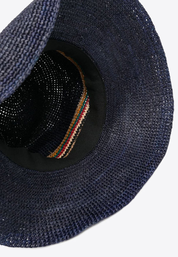 Contrast-Panel Straw Hat