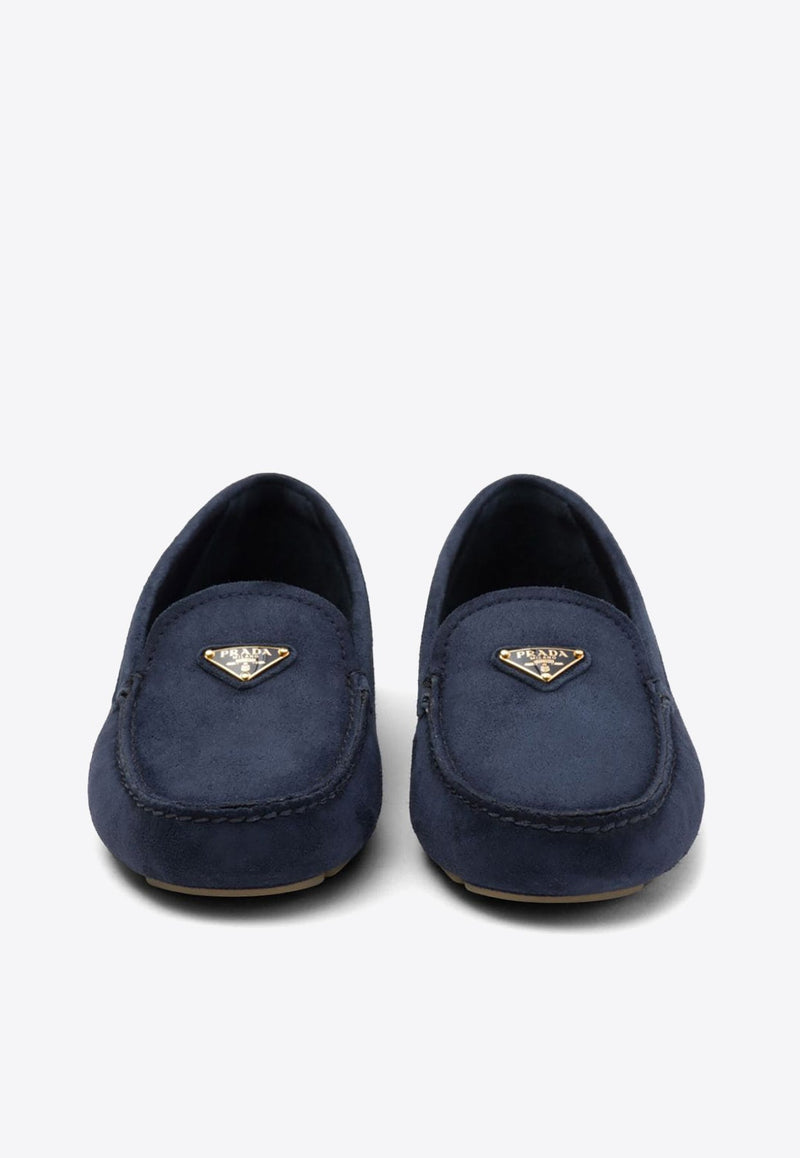 Triangle Logo Suede Loafers