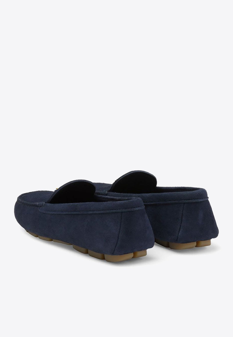 Triangle Logo Suede Loafers