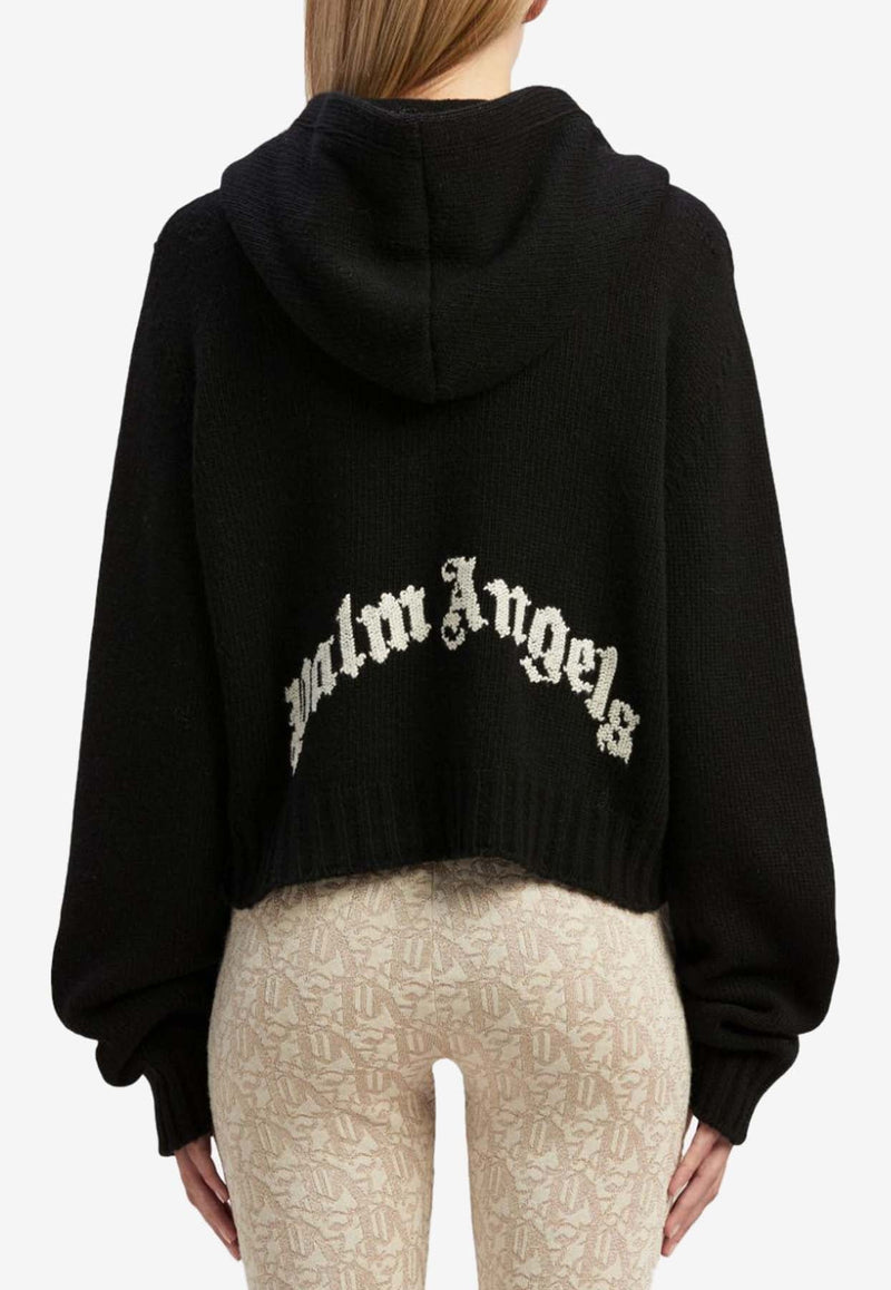 Logo Intarsia Knitted Sweater with Hood
