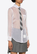Tie Applique Sheer Organza Shirt