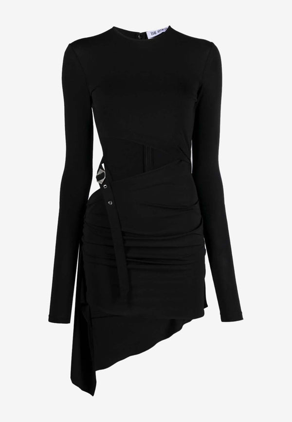 Asymmetric Draped Mini Jersey Dress