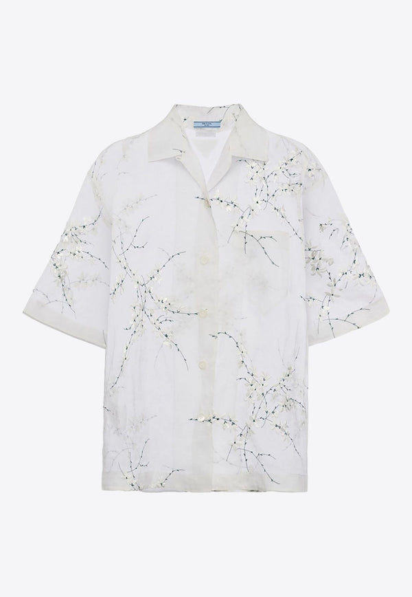 Floral Embroidered Sheer Shirt