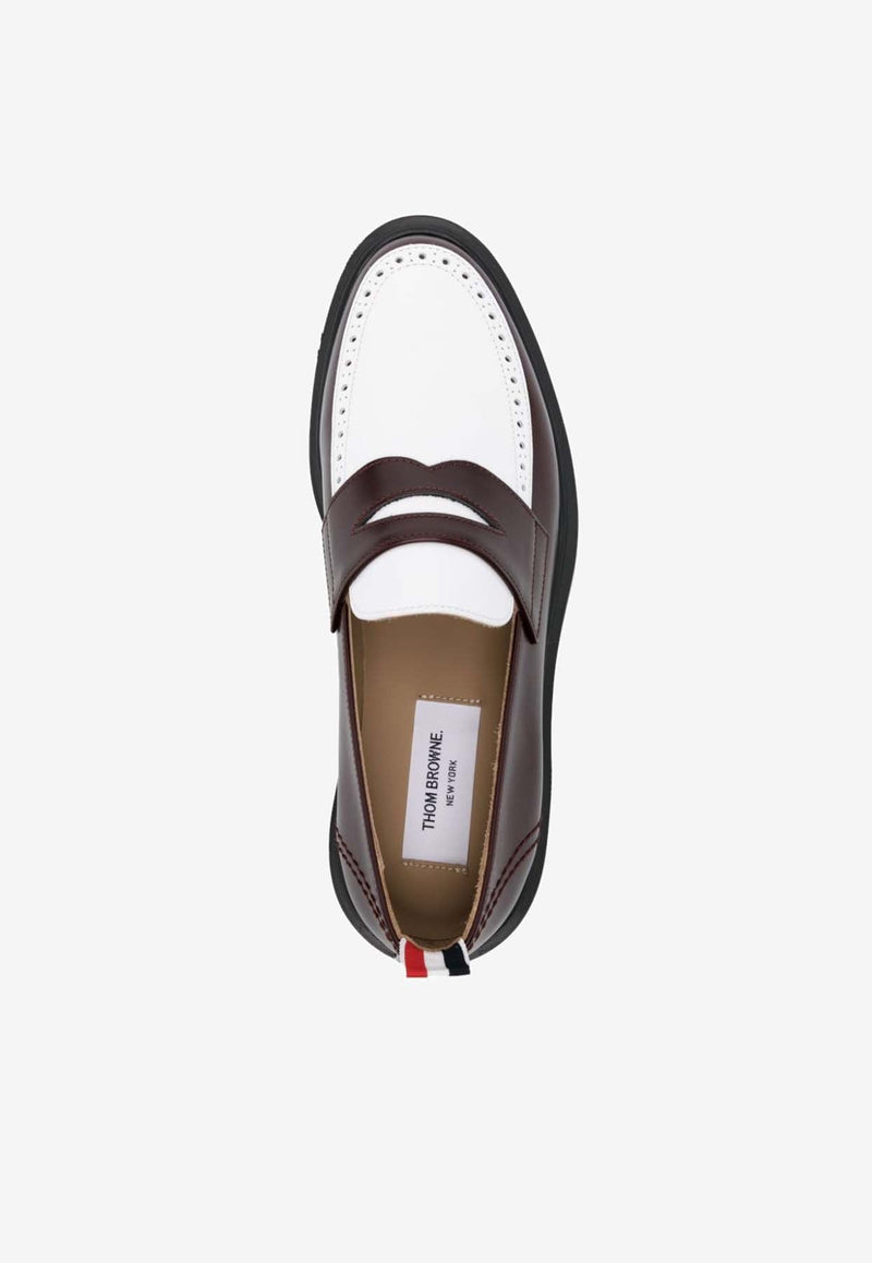 Colorblocked Calf Leather Penny Loafers