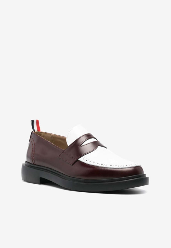 Colorblocked Calf Leather Penny Loafers