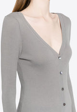 Ribbed Knit V-neck Cardigan