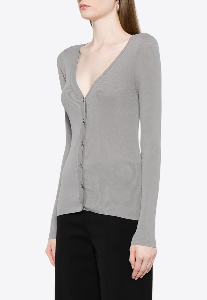 Ribbed Knit V-neck Cardigan