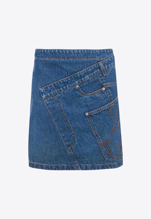 Twisted Denim Mini Skirt