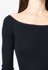 Off-Shoulder Fine Ribbed Sweater