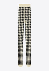 Houndstooth Pattern Jacquard Tights