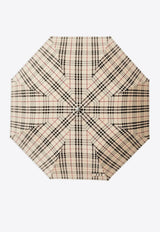 Vintage Check-Pattern Folded Umbrella