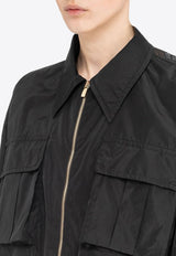Silk-Blend Zip-Up Jacket