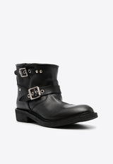 Buckled Leather Ankle Boots
