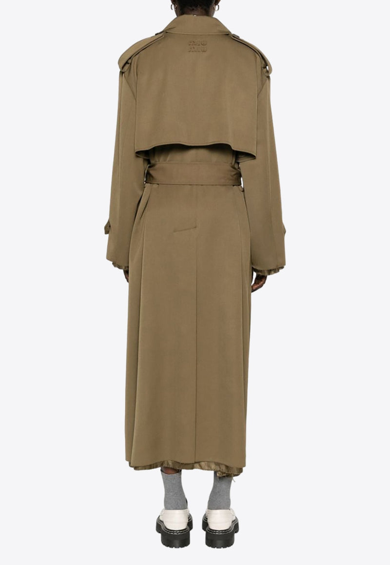 Raw-Cut Long Trench Coat