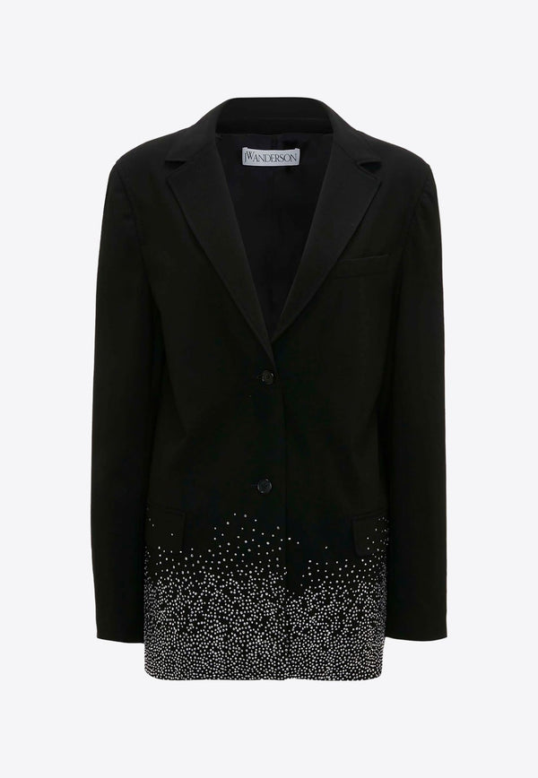 Crystal Embellished Single-Breasted Blazer