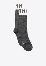 Logo Intarsia Lurex Ribbed Socks