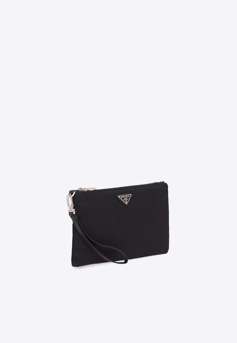 Triangle Logo Leather Zip Pouch