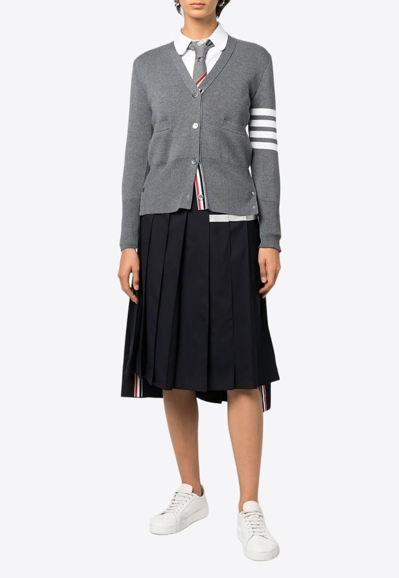 4-bar Stripes Midi Pleated Skirt