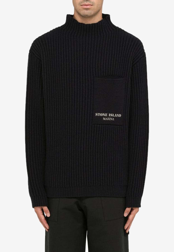 Turtleneck Ribbed Sweater in Wool