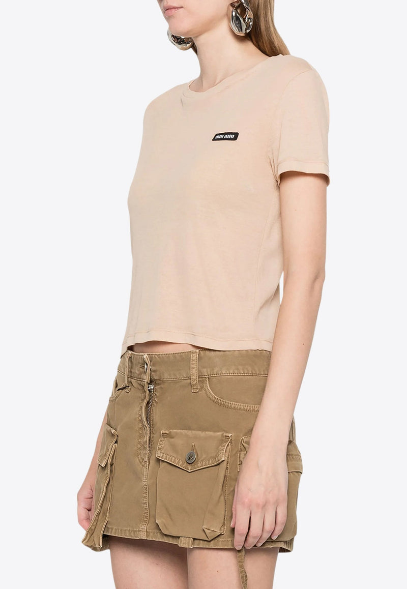 Logo Patch Sheer Cropped T-shirt