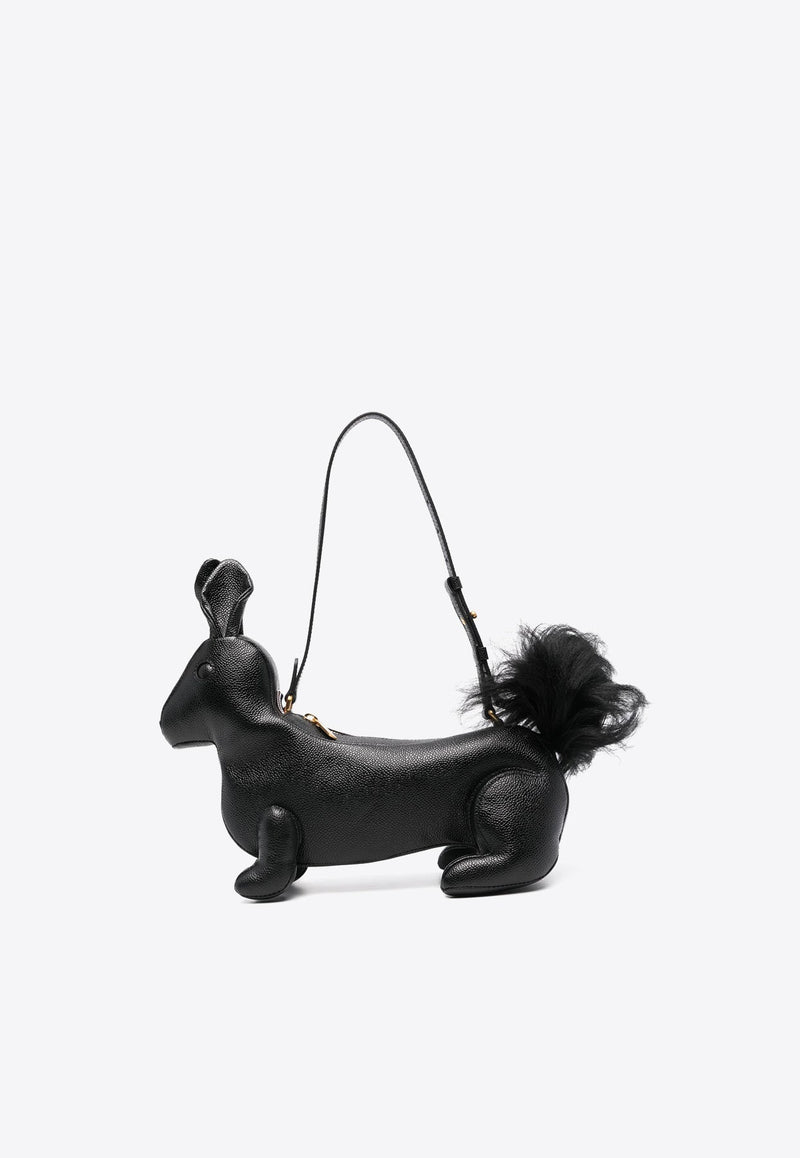 Rabbit Baguette Leather Shoulder Bag