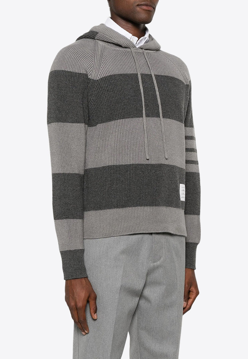Striped Knitted Hooded Sweater