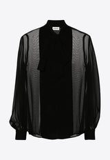 Polidori Tied-Neck Sheer Blouse