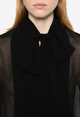 Polidori Tied-Neck Sheer Blouse