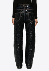 Guff Sequined Straight Jeans