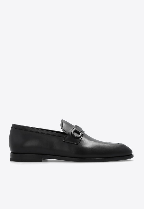 Gancini Buckle Leather Loafers