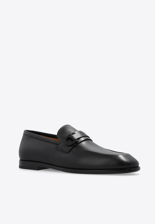 Gancini Buckle Leather Loafers