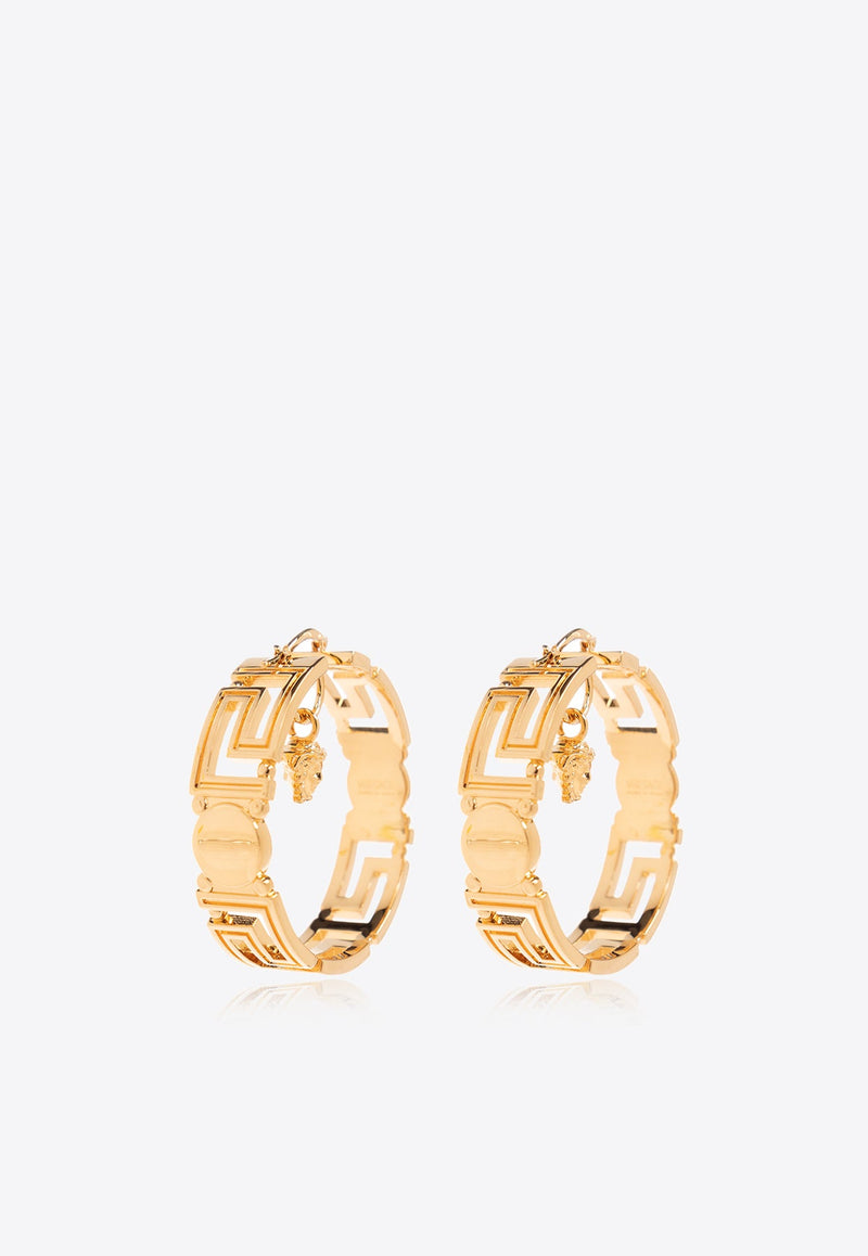 Greca Medusa Head Hoop Earrings