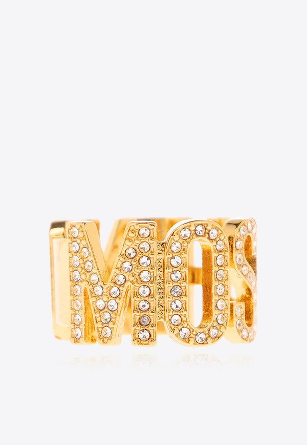 Rhinestone Embellished Logo Ring